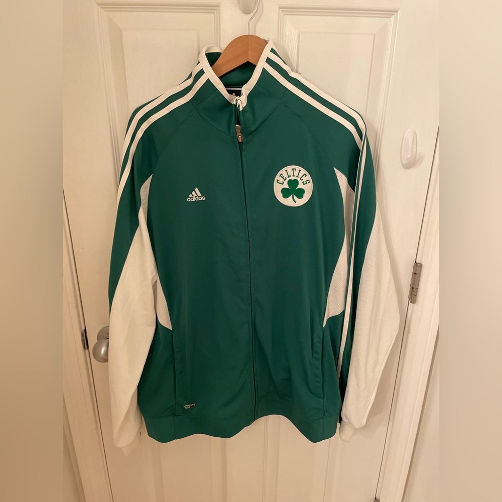 Gently used Celtics Warm Up Size Large